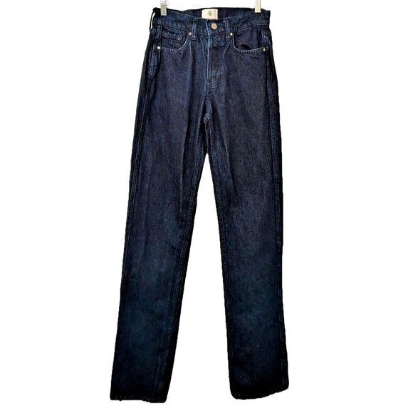 ANINE BING "Bennet" Straight Leg Hi Waist Midnight Blue Button Fly Jeans, sz. 24 - Picture 5 of 15